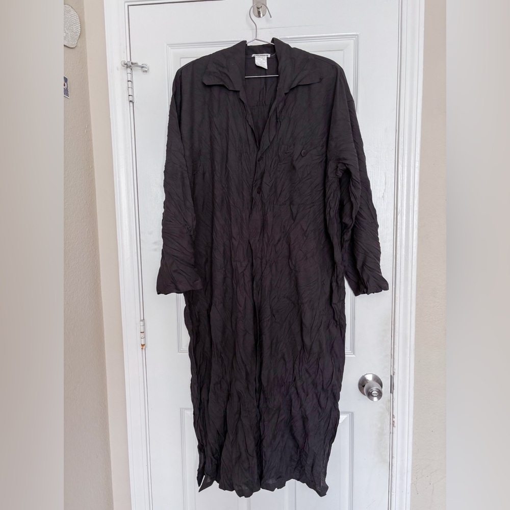 Issey Miyake Vintage Dark Grey Crepe Crinkle Dress
